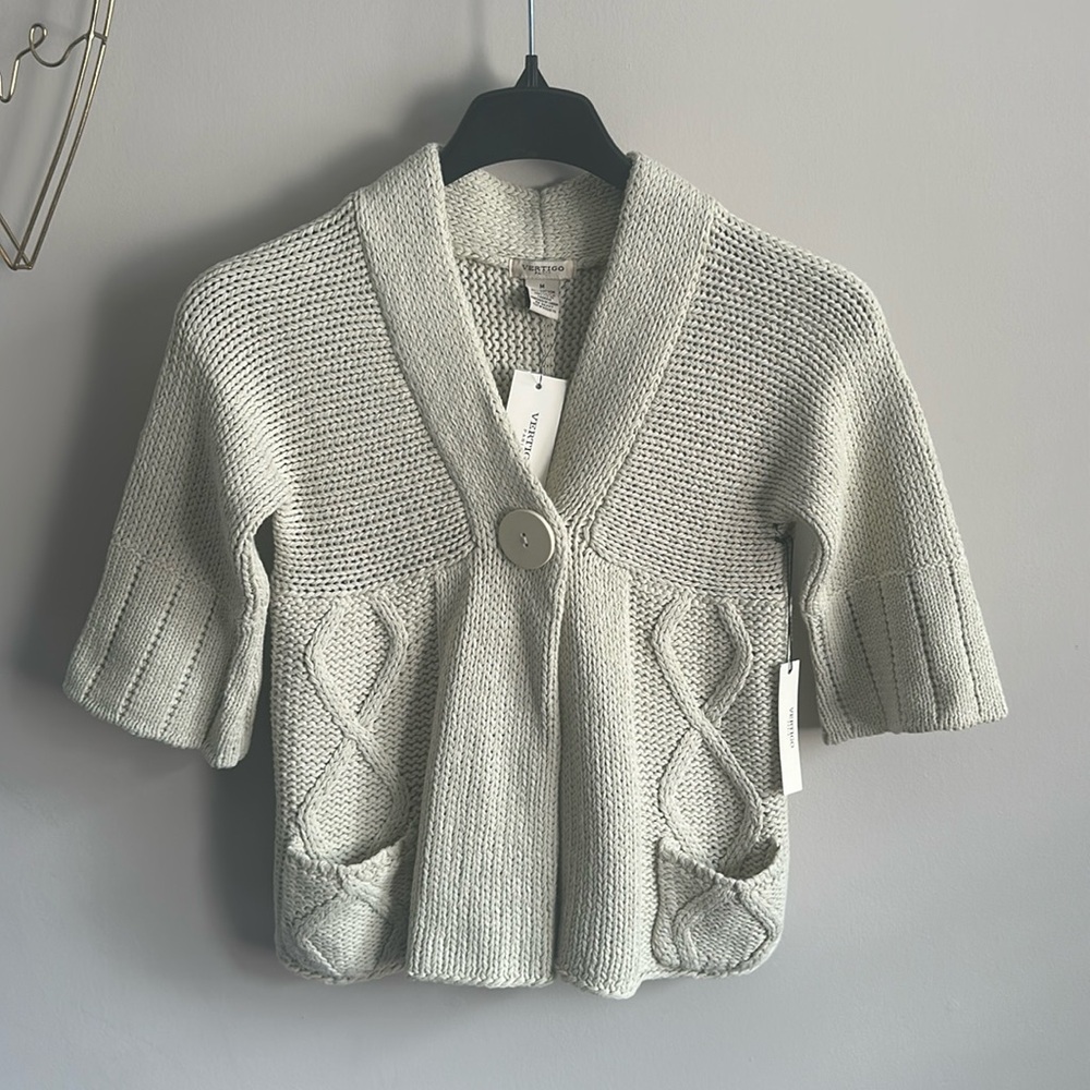 Vertigo Paris Cream Big Button Cardigan Sweater